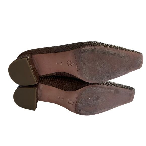 Loeffler Randall Nerine Brown Woven Raffia Square Toe Block Heel Pumps 10B - Picture 12 of 16